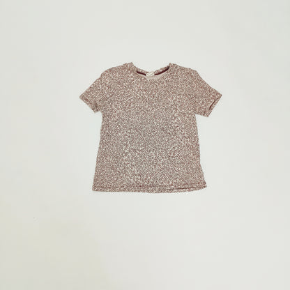 Burgundy Print Crew Neck Short Sleeve T-Shirt Size Extra Small | Preloved