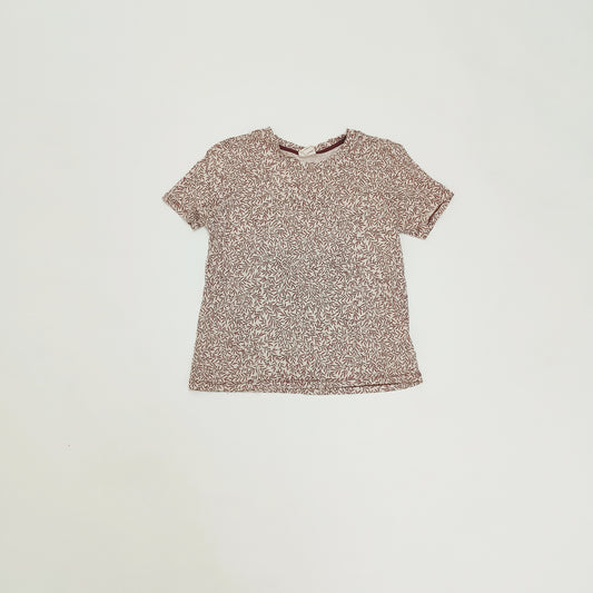 Burgundy Print Crew Neck Short Sleeve T-Shirt Size Extra Small | Preloved