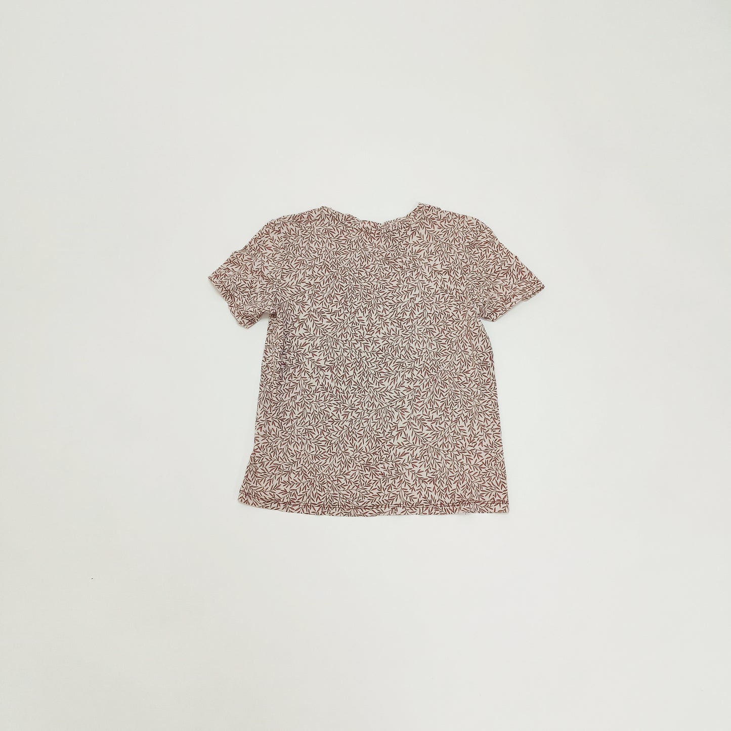 Burgundy Print Crew Neck Short Sleeve T-Shirt Size Extra Small | Preloved