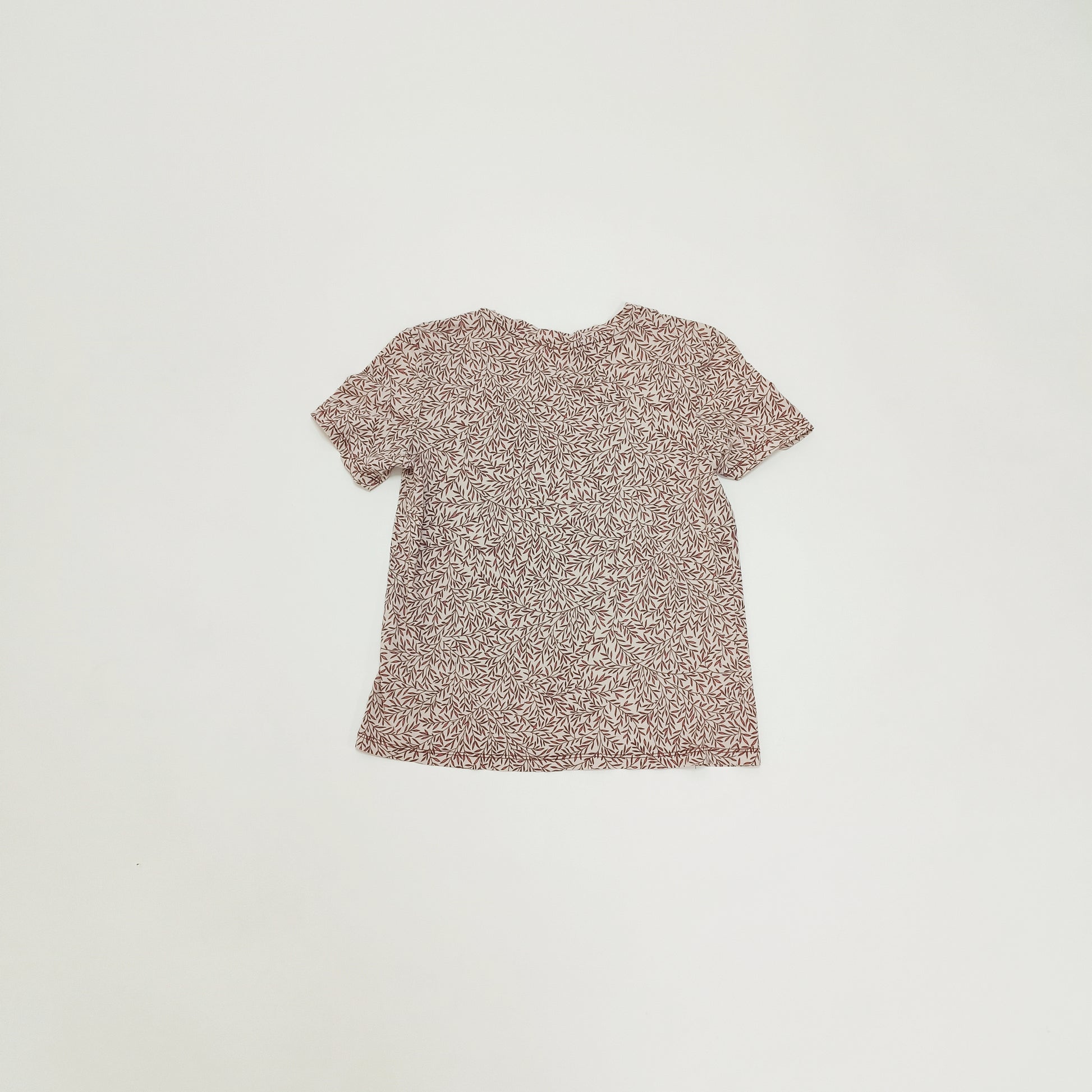 Burgundy Print Crew Neck Short Sleeve T-Shirt Size Extra Small | Preloved