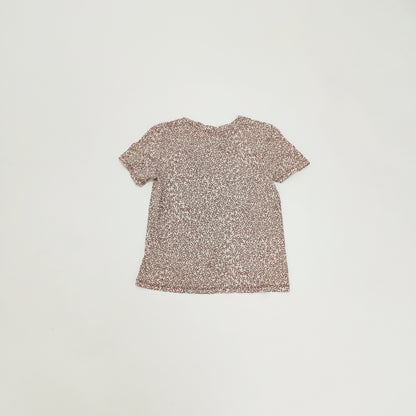 Burgundy Print Crew Neck Short Sleeve T-Shirt Size Extra Small | Preloved