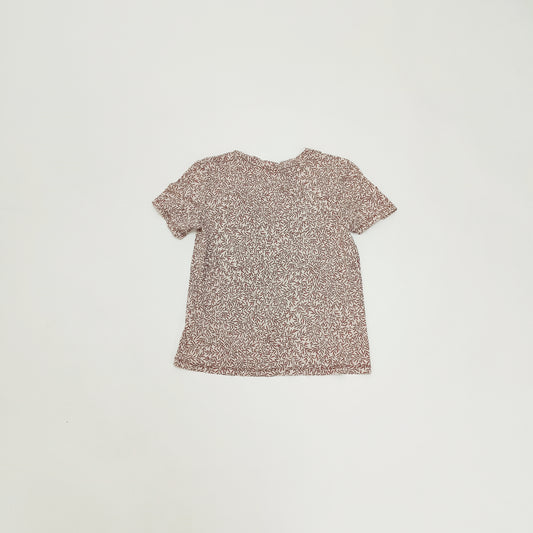 Burgundy Print Crew Neck Short Sleeve T-Shirt Size Extra Small | Preloved