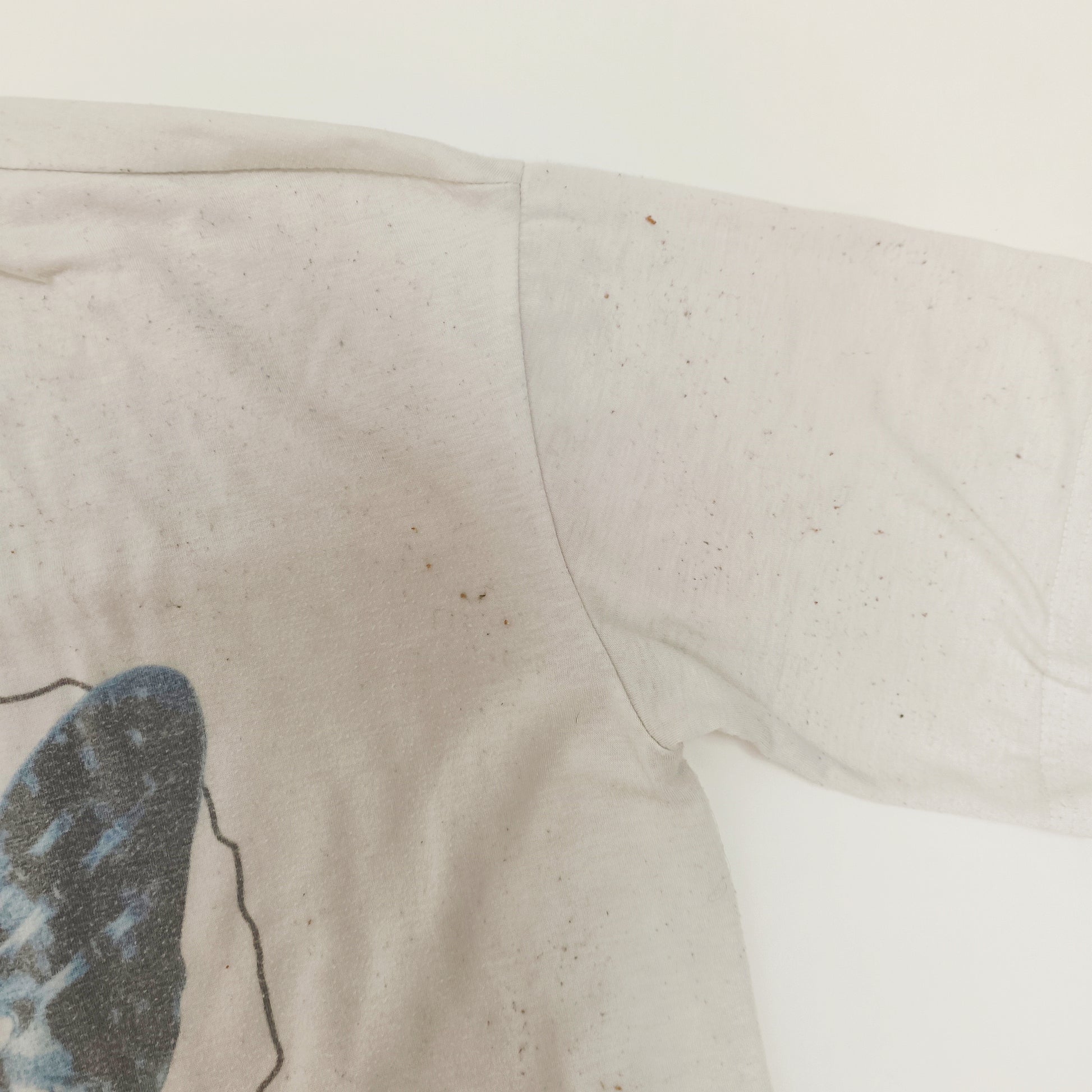 Oversized Cream Patterned Womens Crew Neck T-Shirt Size Extra Small | Preloved