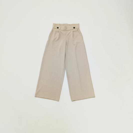 Light Brown Wide Cropped Leg High Waist Womens Trousers Size Medium | Preloved