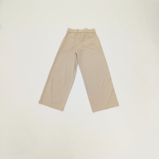 Light Brown Wide Cropped Leg High Waist Womens Trousers Size Medium | Preloved