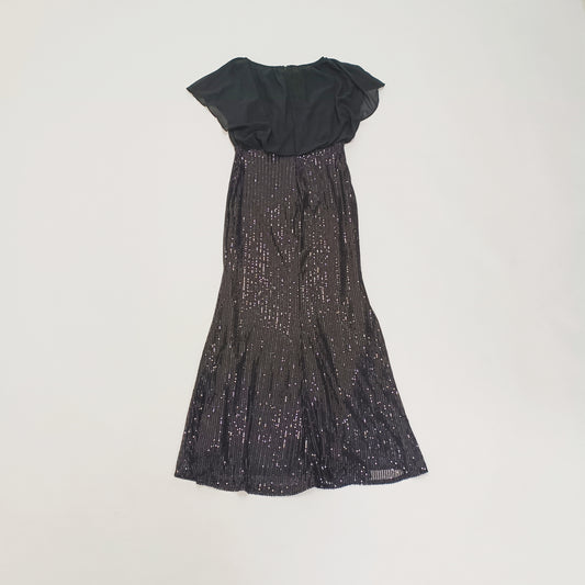 Black Long Sequin Mermaid Skirt Formal Dress Size Small | Preloved