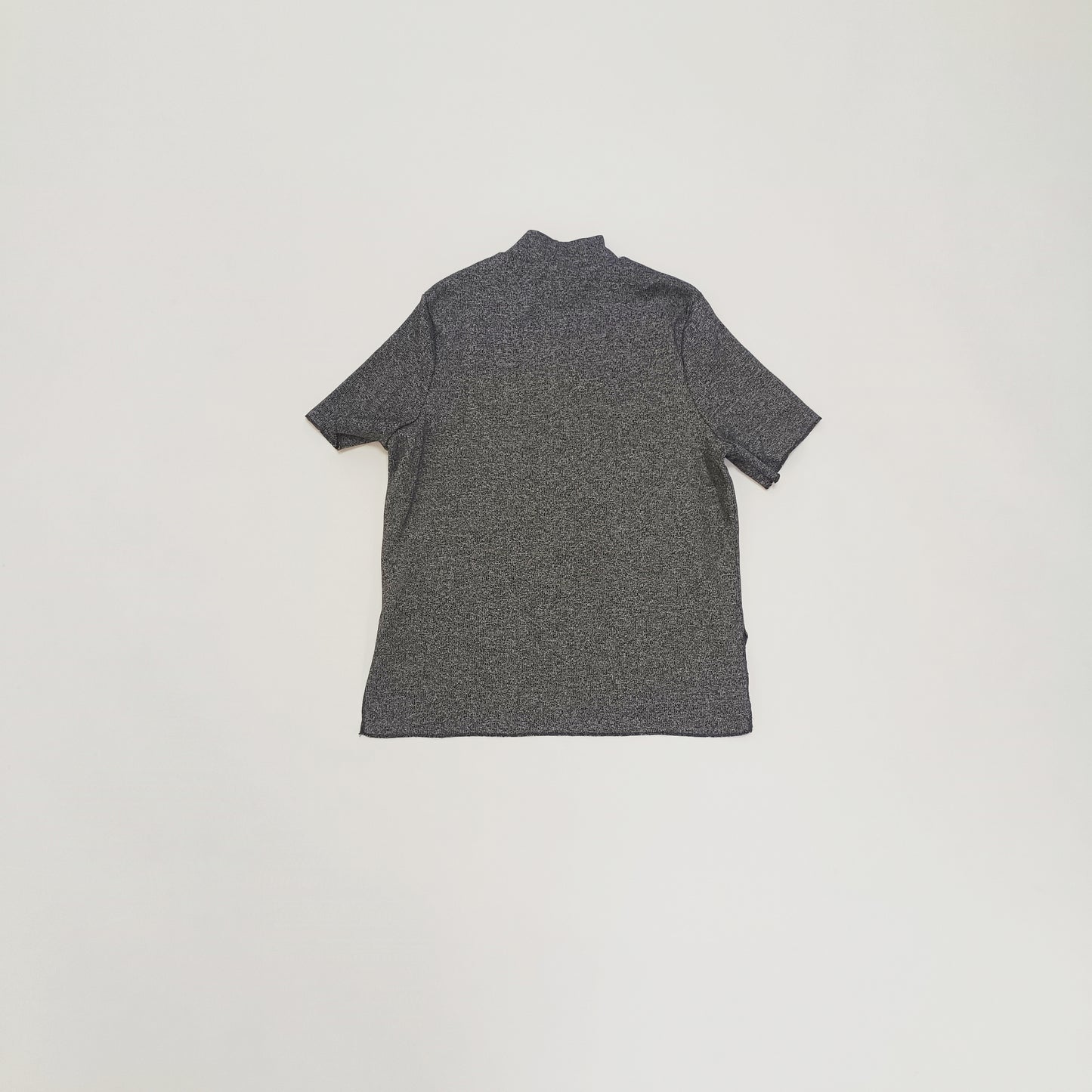 Grey Marl Funnel Neck Knitted Short Sleeve Top Size Small | Preloved