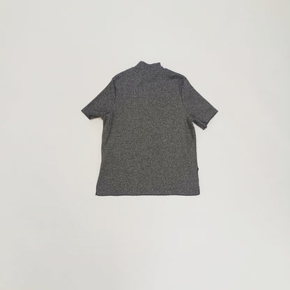 Grey Marl Funnel Neck Knitted Short Sleeve Top Size Small | Preloved