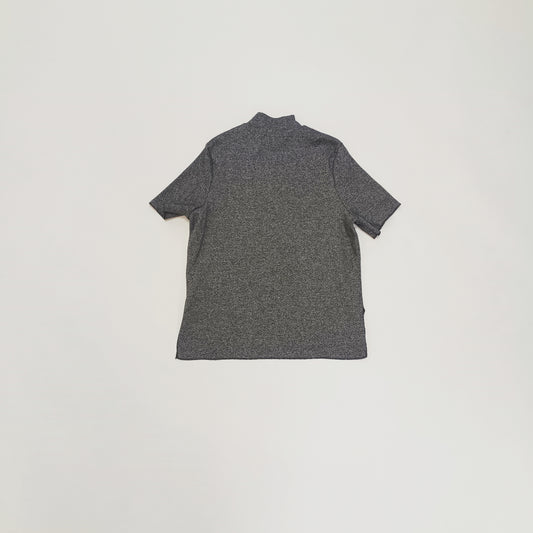 Grey Marl Funnel Neck Knitted Short Sleeve Top Size Small | Preloved