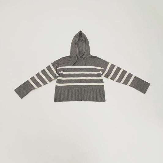 Grey & White Breton Striped Knitted Hoodie Size Extra Small | Preloved