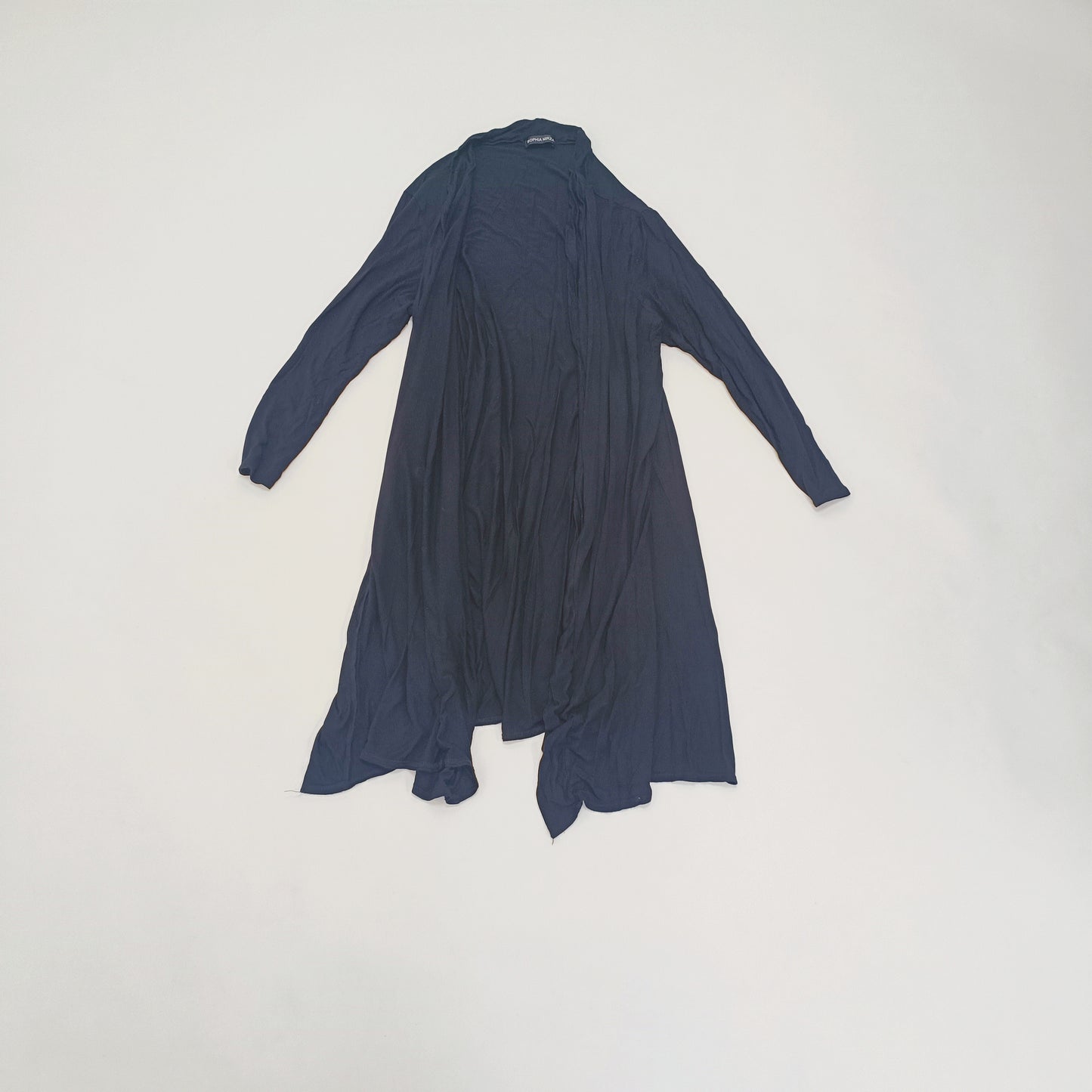 Black Jersey Waterfall Longline Cardigan Size Extra Large | Preloved
