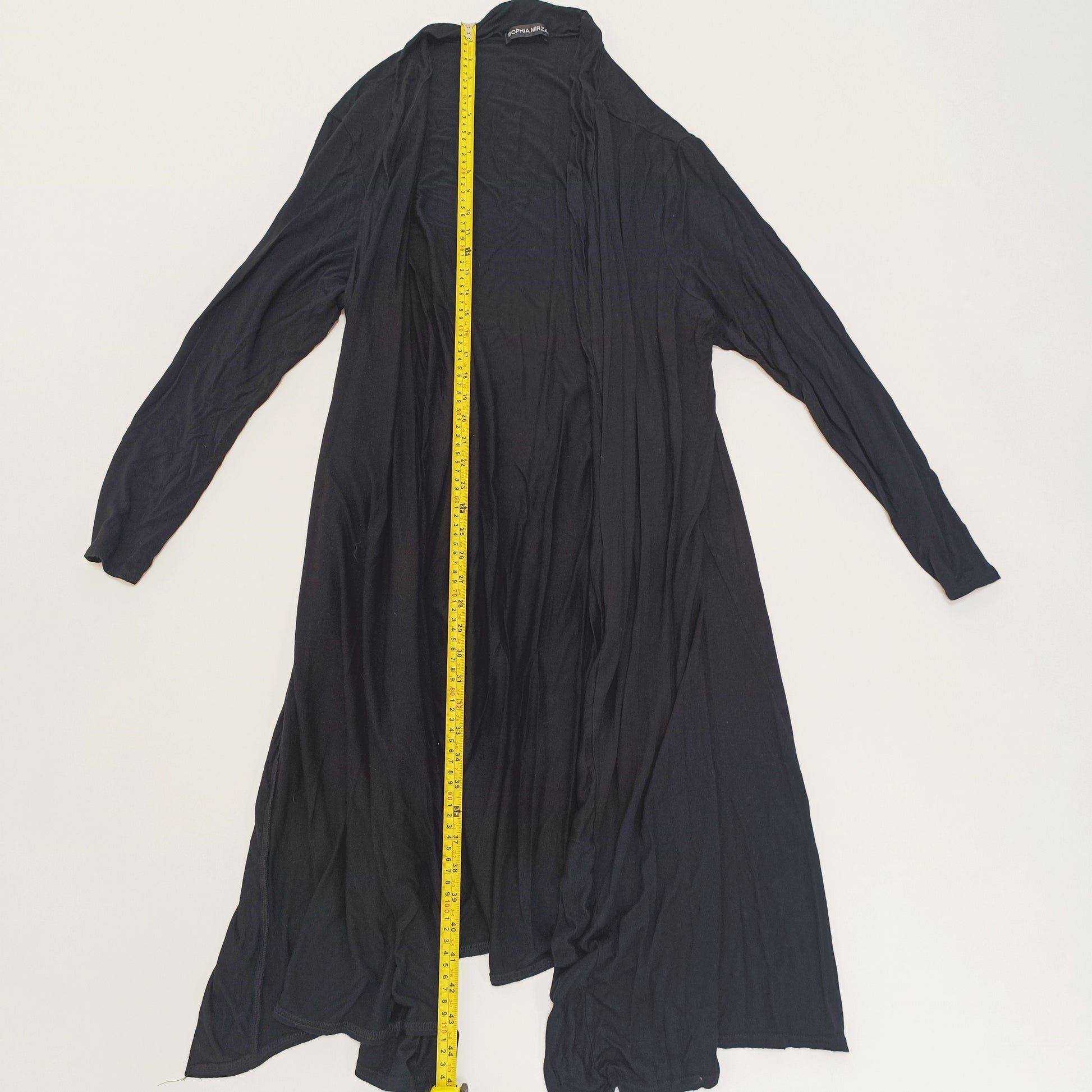 Black Jersey Waterfall Longline Cardigan Size Extra Large | Preloved