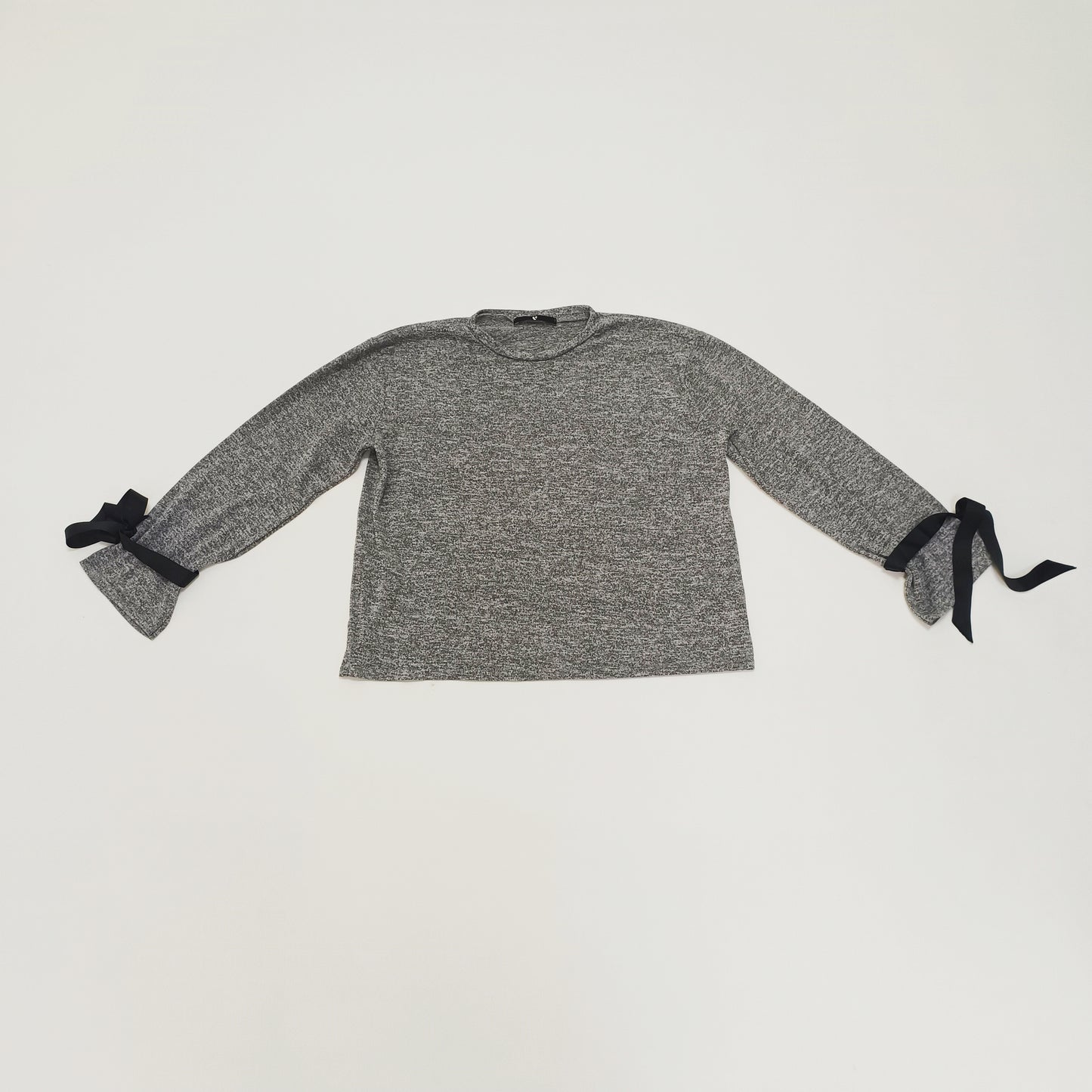 Grey Boxy Fit Tie Cuff Top Size Large | Preloved