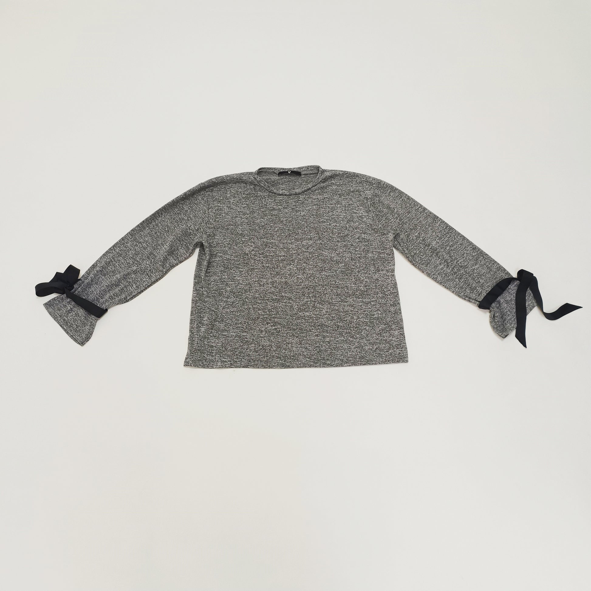 Grey Boxy Fit Tie Cuff Top Size Large | Preloved