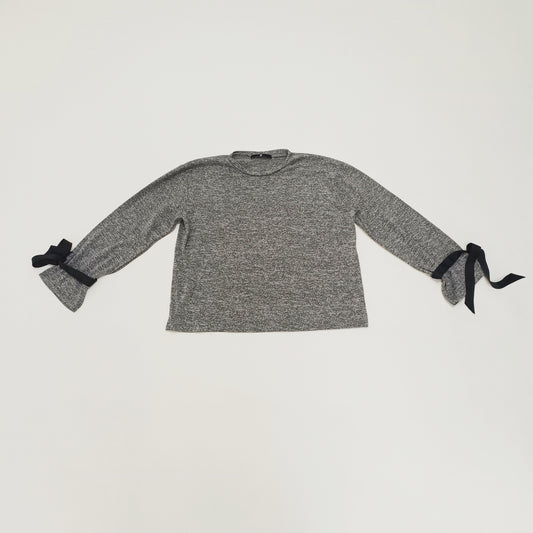 Grey Boxy Fit Tie Cuff Top Size Large | Preloved