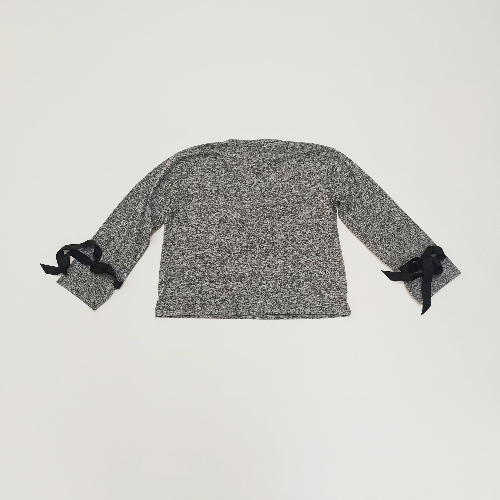 Grey Boxy Fit Tie Cuff Top Size Large | Preloved