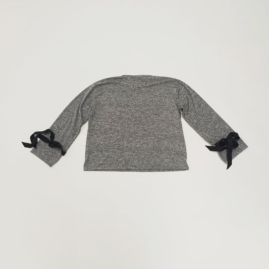 Grey Boxy Fit Tie Cuff Top Size Large | Preloved