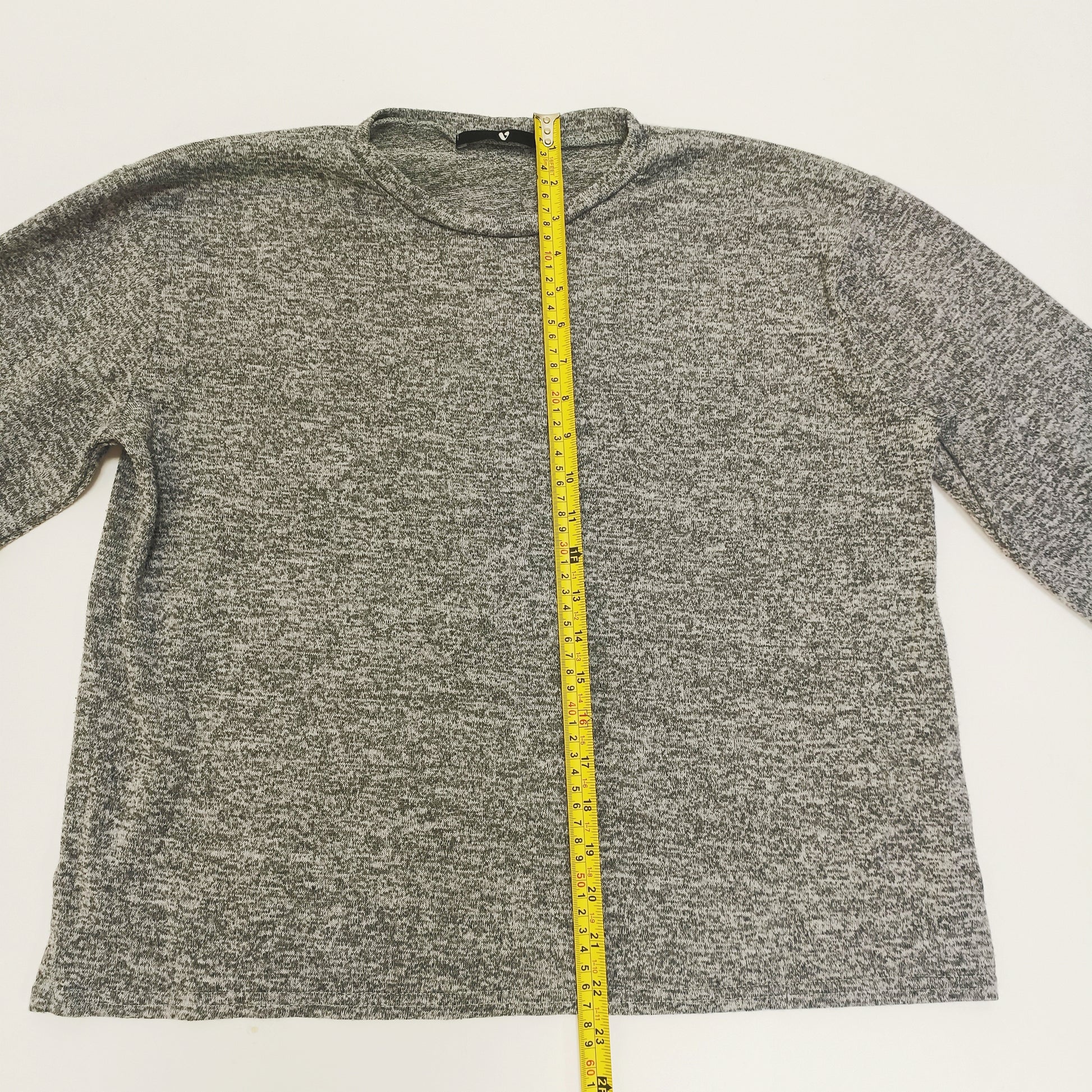 Grey Boxy Fit Tie Cuff Top Size Large | Preloved