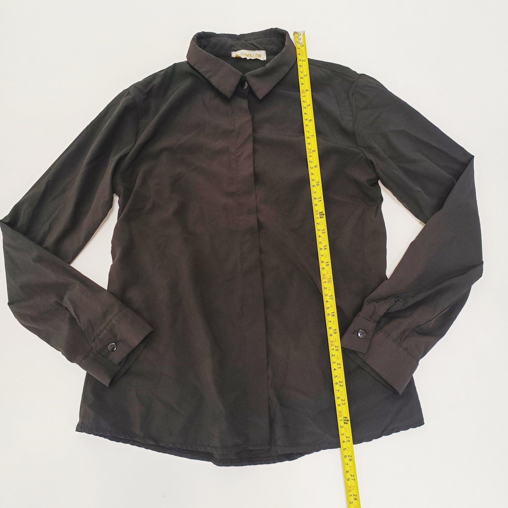 Black Fitted Womens Long Sleeve Shirt Size Medium | Preloved