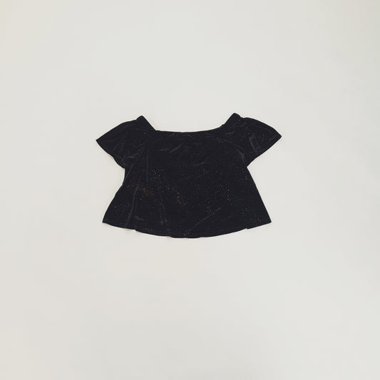 Black Velvet Off Shoulder Gold Detailed Top Size Small | Preloved