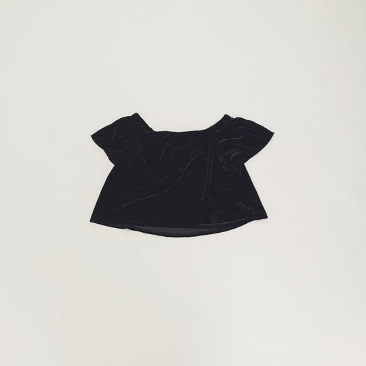 Black Velvet Off Shoulder Gold Detailed Top Size Small | Preloved