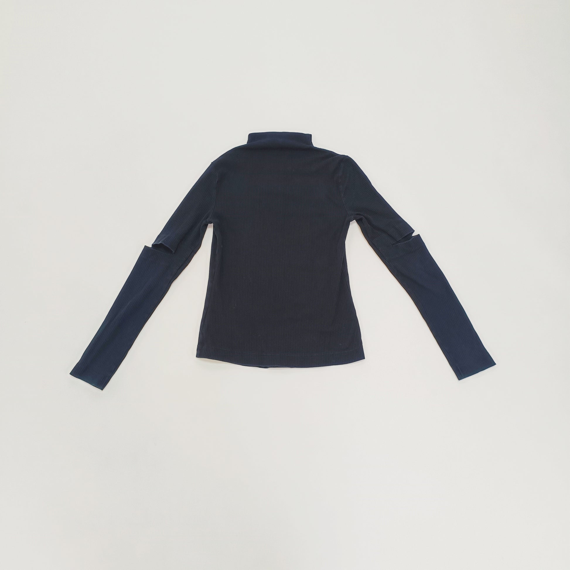 Black Ribbed Cut Out Military Style Top Size Extra Small | Preloved