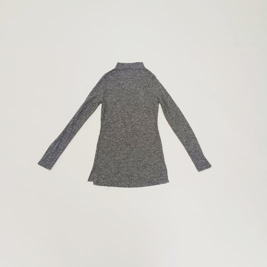 Grey Ribbed Funnel Neck Long Sleeve Top Size Extra Small | Preloved