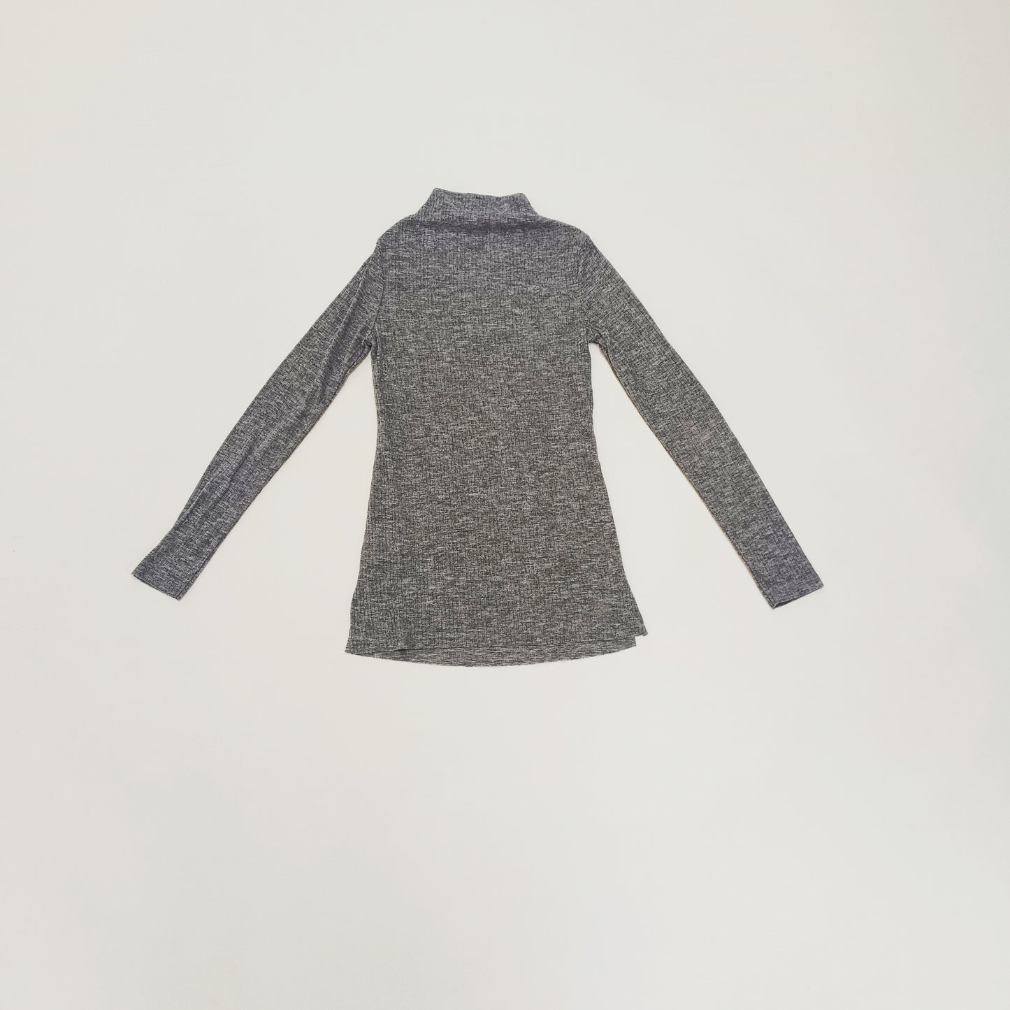 Grey Ribbed Funnel Neck Long Sleeve Top Size Extra Small | Preloved