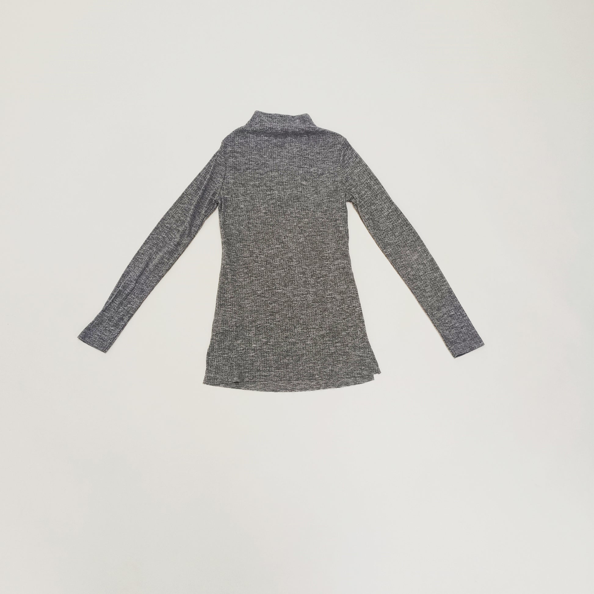 Grey Ribbed Funnel Neck Long Sleeve Top Size Extra Small | Preloved