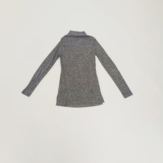 Grey Ribbed Funnel Neck Long Sleeve Top Size Extra Small | Preloved