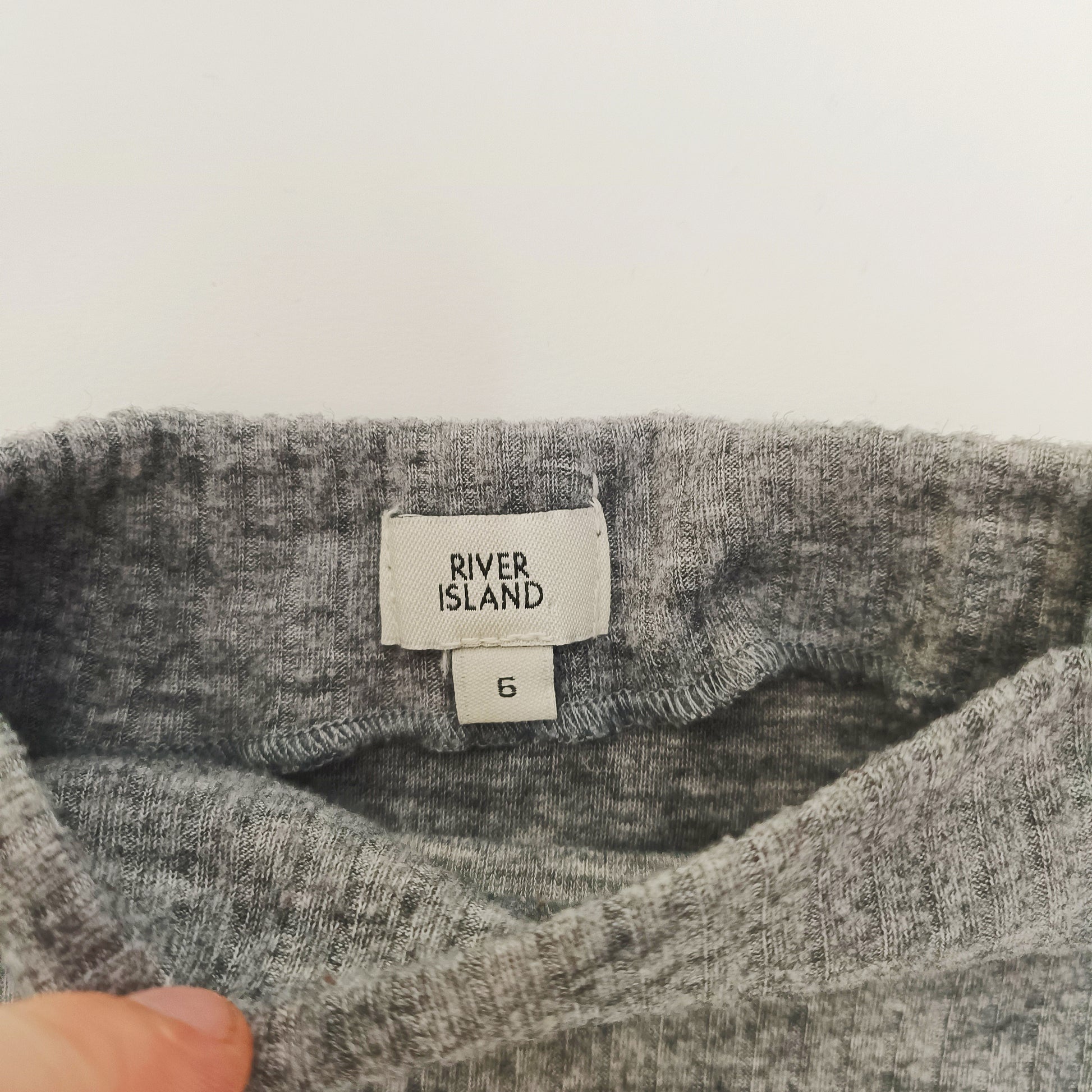 Grey Ribbed Funnel Neck Long Sleeve Top Size Extra Small | Preloved