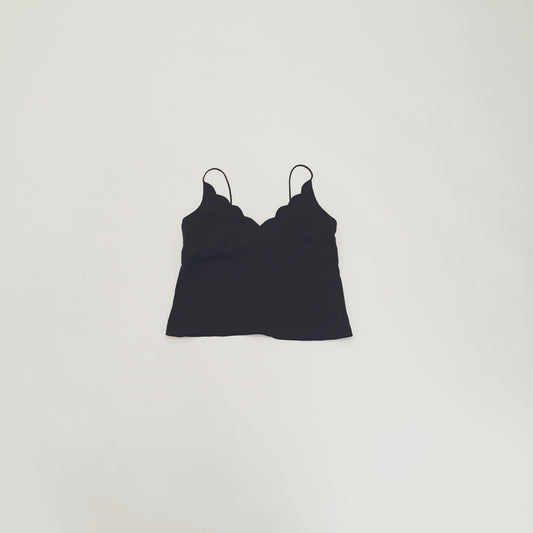 Black Scallop Neck Vest Top Size Extra Small | Preloved