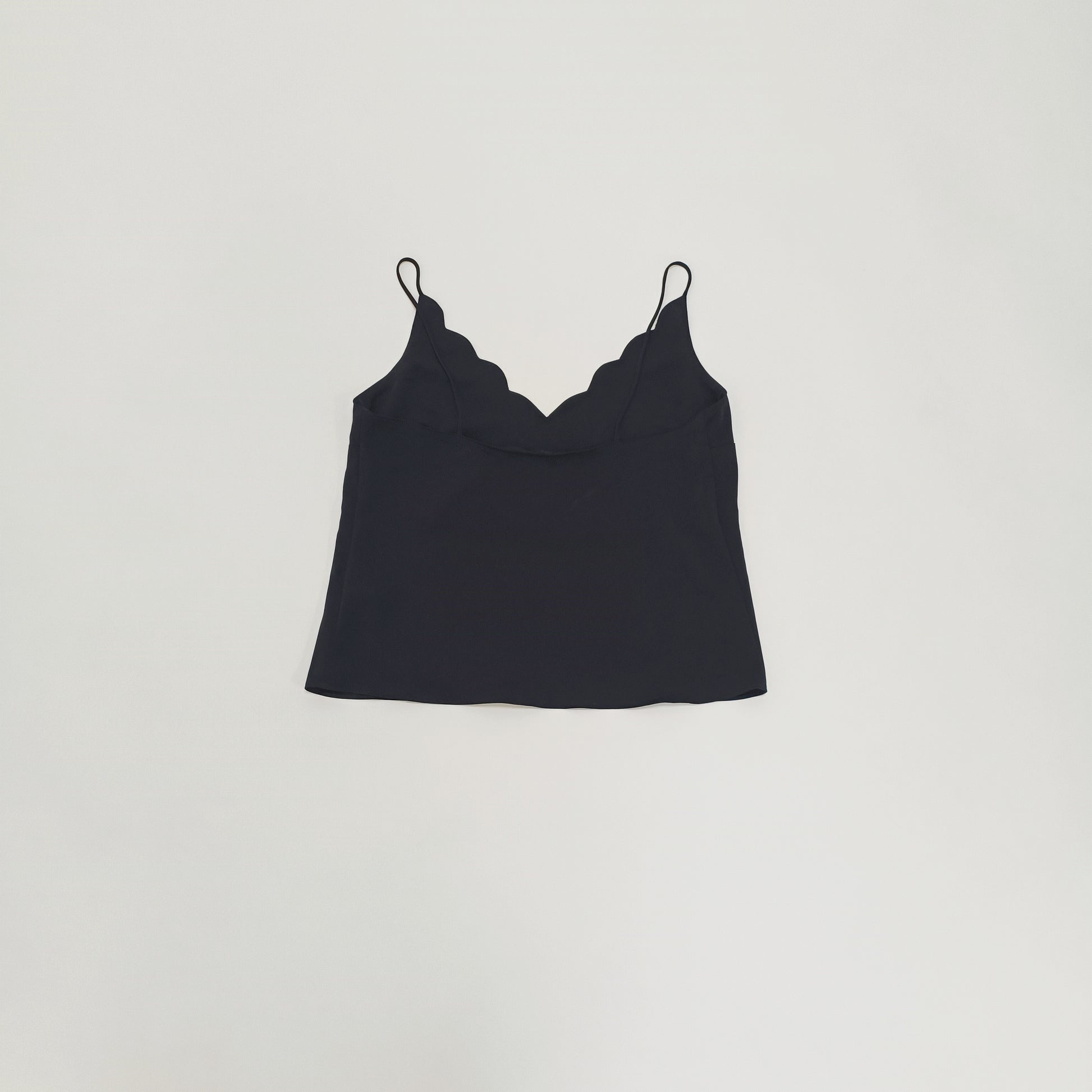 Black Scallop Neck Vest Top Size Extra Small | Preloved