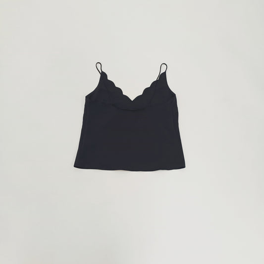 Black Scallop Neck Vest Top Size Extra Small | Preloved