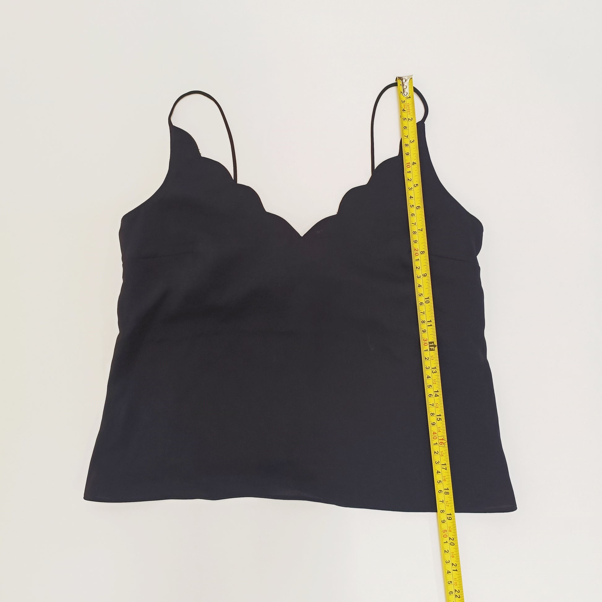 Black Scallop Neck Vest Top Size Extra Small | Preloved
