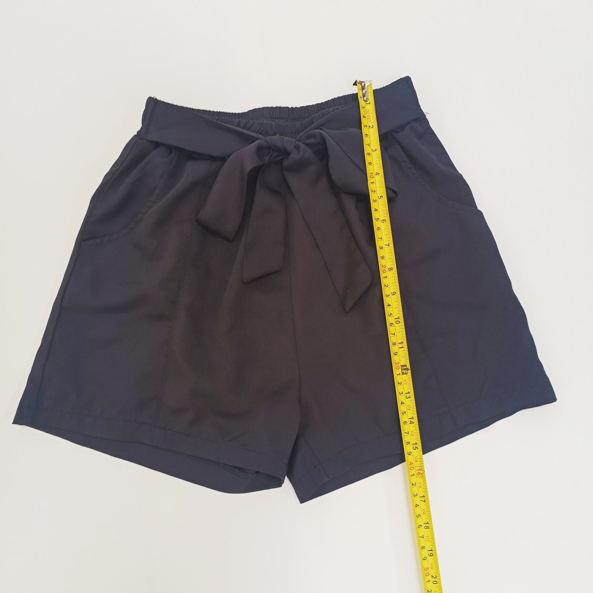 Black High Waist Tie Up Runner Shorts Size Small | Preloved