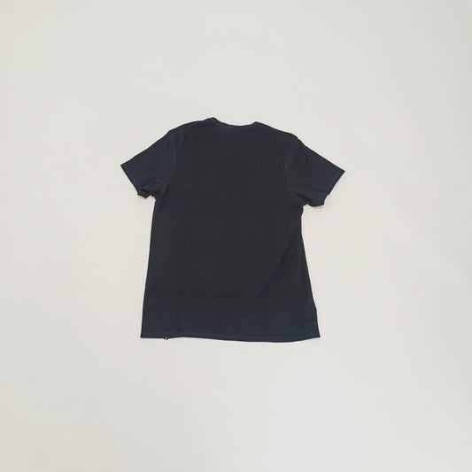 Black Crew Neck Green Stitched T-Shirt Size Large | Preloved