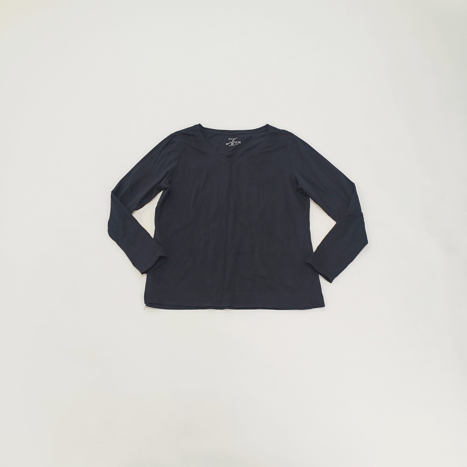 Black V Neck Long Sleeve Tee Size Extra Large | Preloved