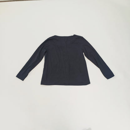 Black V Neck Long Sleeve Tee Size Extra Large | Preloved