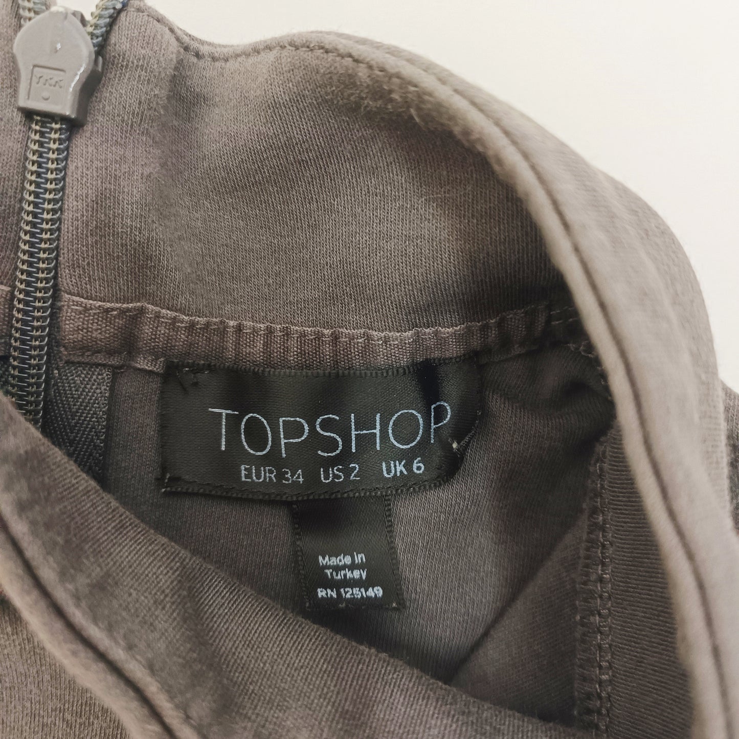 Grey Funnel Neck Short Sleeve Top Size Extra Small | Preloved