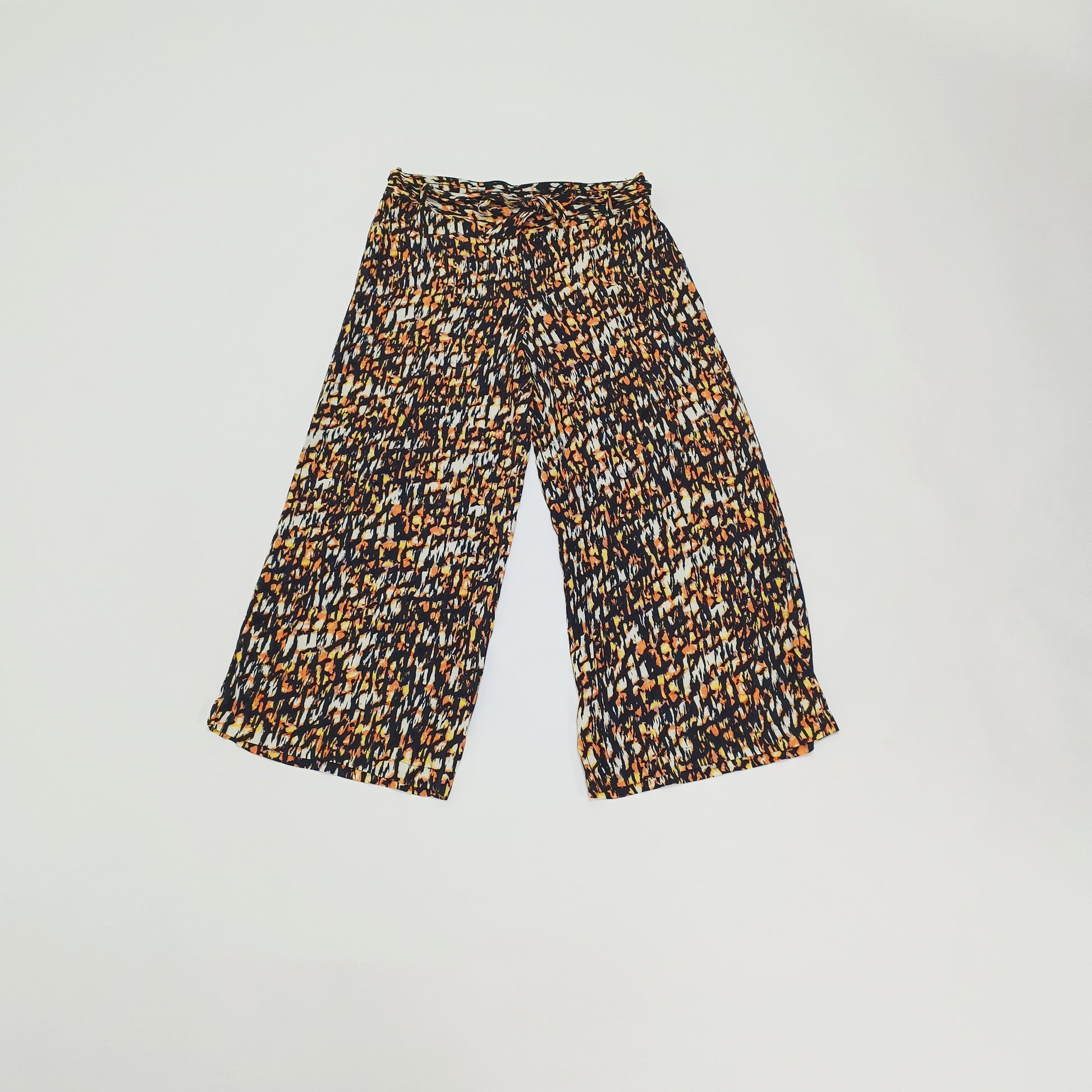 Orange & Black Wide Leg High Waist Trousers Size Large | Preloved