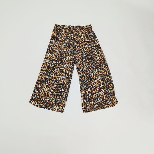 Orange & Black Wide Leg High Waist Trousers Size Large | Preloved