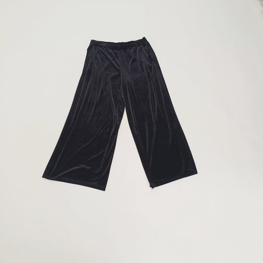 Black Velvet High Waist Wide Leg Trousers Size Large | Preloved