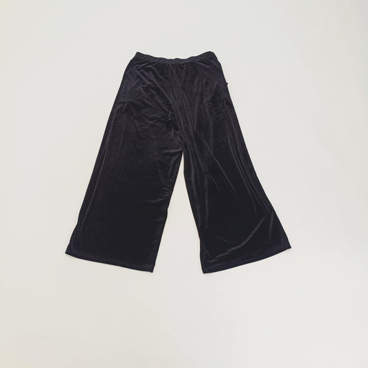 Black Velvet High Waist Wide Leg Trousers Size Large | Preloved