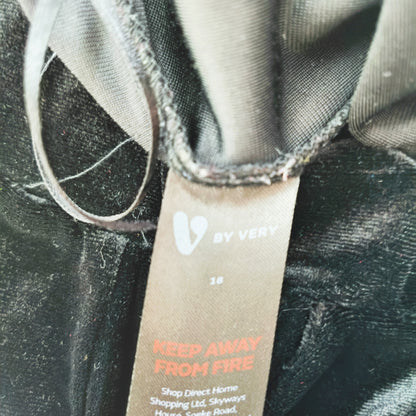Black Velvet High Waist Wide Leg Trousers Size Large | Preloved