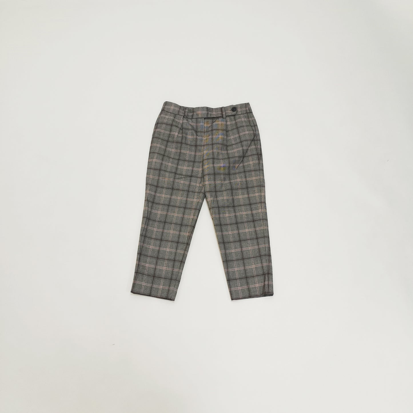 Grey & Pink Plaid Cigarette Trousers Size Small | Preloved