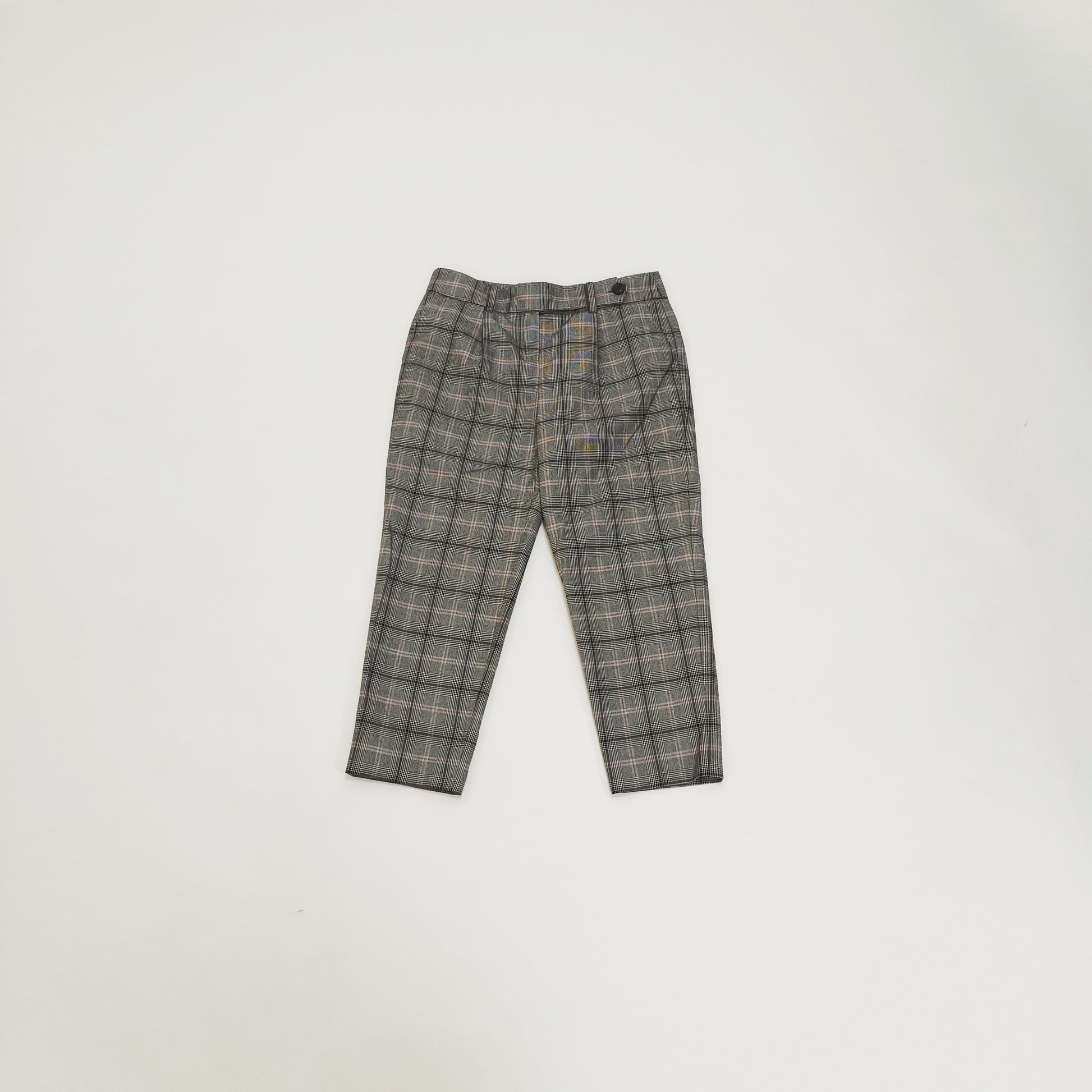 Grey & Pink Plaid Cigarette Trousers Size Small | Preloved