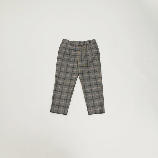 Grey & Pink Plaid Cigarette Trousers Size Small | Preloved