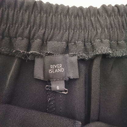 Black High Waisted Tie Up Cigarette Trousers Size Extra Small | Preloved