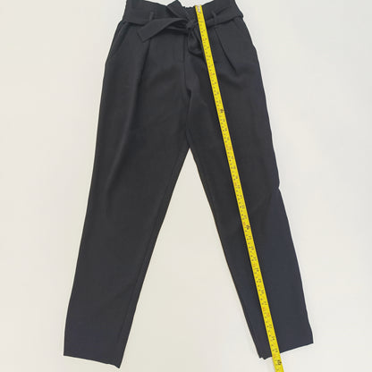 Black High Waisted Tie Up Cigarette Trousers Size Extra Small | Preloved